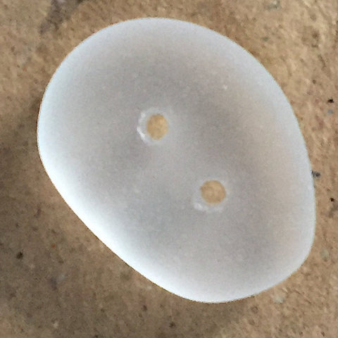 Re-Stocked: White "Seaglass" Button, Tumbled Recycled Faux Beach Glass, 1/2" - 3/4"