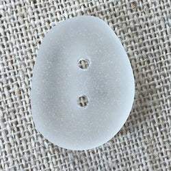 Re-Stocked: White Faux Seaglass Button, Tumbled Recycled Glass, 3/4" - 7/8"