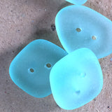 Lighter Aqua Blue Faux Sea Glass 2-Hole Button, from Recycled Glass Bottles 3/4"-7/8"