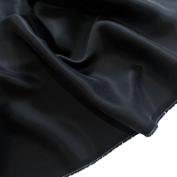 Black Liquid Drape, Exceptional Lustre, Sueded Silk Charmeuse By the Yard #3154