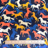 SALE, Wild Horses Print on Lustrous Silk Satin Charmeuse. 45" Wide, By the HALF YARD  #1904