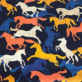 SALE, Wild Horses Print on Lustrous Silk Satin Charmeuse. 45" Wide, By the HALF YARD  #1904