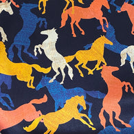 SALE, Wild Horses Print on Lustrous Silk Satin Charmeuse. 45" Wide, By the HALF YARD  #1904