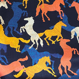 Wild Horses Print on Black Silk Satin Charmeuse. 45" Wide, By the HALF YARD  #1904