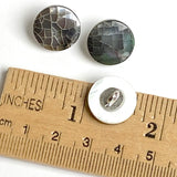 Re-Stocked, Charcoal Pearl 'Mosaic' Shank Back Shell Button 5/8" 15mm  # L-66711