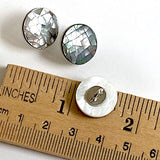 Re-Stocked, Charcoal Pearl 'Mosaic' Shank Back Shell Button 5/8" 15mm  # L-66711