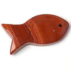 Re-Stocked, Fish Pendant, Red Jasper Natural Stone, 1.5",  #LP-32