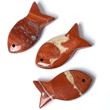 Re-Stocked, Fish Pendant, Red Jasper Natural Stone, 1.5",  #LP-32