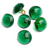 Emerald Green 3/8" Vintage Faceted Glass Buttons, # GL375