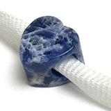 Royal Blue/White Stone Heart Faux Lapis Sodalite, Blue, Thick with Large Hole. 9/16"/14mm,  #LP-86