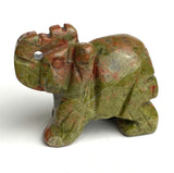 Five Stone Elephants in Five Different Colors of Gemstones 1.5" Figurines #LP-87