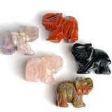 Five Stone Elephants in Five Different Colors of Gemstones 1.5" Figurines #LP-87