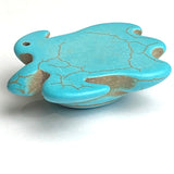 Large Turquoise Turtle Pendant, Faux Turquoise Stone or Ceramic  1-5/8"  #LP-88