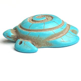 Large Turquoise Turtle Pendant, Faux Turquoise Stone or Ceramic  1-5/8"  #LP-88