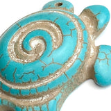 Large Turquoise Turtle Pendant, Faux Turquoise Stone or Ceramic  1-5/8"  #LP-88