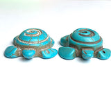 Large Turquoise Turtle Pendant, Faux Turquoise Stone or Ceramic  1-5/8"  #LP-88