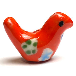 Red Star-Bird Porcelain Bead, 3/4"   #LP-89