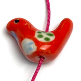 Red Star-Bird Porcelain Bead, 3/4"   #LP-89