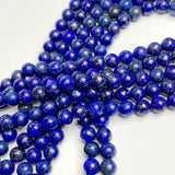 Lapis Lazuli Beads, Deep Royal Blues, Round 6mm, Approx. 60 Beads 1/4"  #LP-90