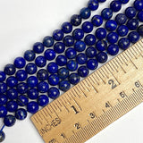 Lapis Lazuli Beads, Deep Royal Blues, Round 6mm, Approx. 60 Beads 1/4"  #LP-90