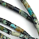 Tiny Green/Black Jasper Stone Thin Tube/Column Beads, 3-4mm x 2mm, Strand of 90 Beads.  #LP-19