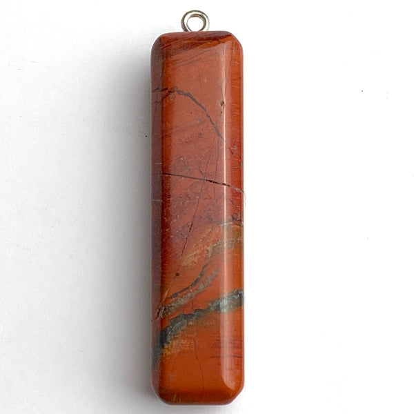 Natural Red Jasper Pendant, 2" Long Cuboid,  #LP-92