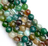 Green Agate Bead Mix, 8mm Faceted Grade A High Shine 5/16" Approx. 45 Beads  #LP-93