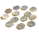 Hexagon Mother of Pearl Buttons 7/16"- 1/2", Iridescent, Pack of 12 for $5.00  #LP-10