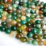 Green Agate Bead Mix, 8mm Faceted Grade A High Shine 5/16" Approx. 45 Beads  #LP-93