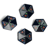 Four Black Glass Vintage Hexagon Buttons 7/8"   #MV-15
