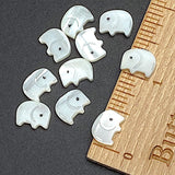 Elephant Beads, Tiny White Shell, 7/16" Pack of TEN 11mm Elephants, MOP #LP-94