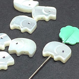 Elephant Beads, Tiny White Shell, 7/16" Pack of TEN 11mm Elephants, MOP #LP-94