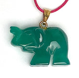 Green Elephant Pendant, Jasper Gemstone, 7/8" / 22mm,  #LP-95