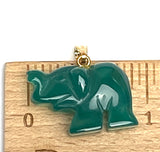 Green Elephant Pendant, Jasper Gemstone, 7/8" / 22mm,  #LP-95