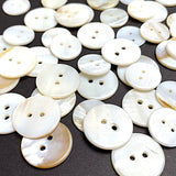 Ivory/Caramel River Shell Mix: 3/4" AND 5/8" Some of Each Size, 2-hole,  PACK OF 50, #LP-97