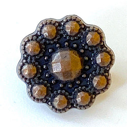 Small Copper/Black Flower Faux-Beaded Metal Button 1/2" Shank Back  #SWC-65