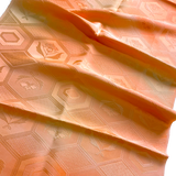 Dreamsicle/Orange Sherbet Satin Jacquard Vintage Kimono Silk Piece from Japan  14" x 62"    #4223