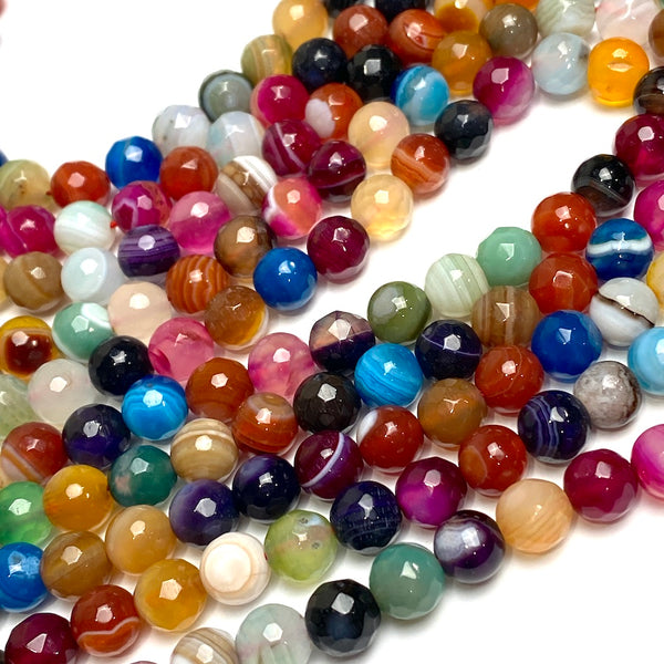 Jewel Agate Bead Mix, 8mm Faceted Grade A High Shine 5/16" Approx. 45 Beads  #LP-100