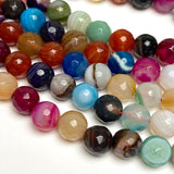 Jewel Agate Bead Mix, 8mm Faceted Grade A High Shine 5/16" Approx. 45 Beads  #LP-100