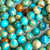 Rustic Round Stone Beads, Mud Aqua, 8mm / 5/16"  Strand of 50 Beads,  #LP-28