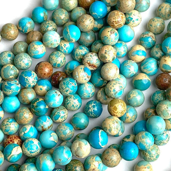DEEPER SALE Blue Earth Sky Jasper Round Beads, 8mm / 5/16"  Strand of 47 Beads,  #LP-28