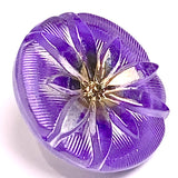 SALE, Purple/Gold/Silver Sparkle Lotus Button, Czech Glass 18mm / 3/4"  Shank Back #CZ-163-B