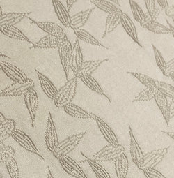 Solid Light Taupe Bamboo Leaves Jacquard Vintage Kimono Silk Piece 14" x 62"  #111