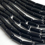 Re-Stocked Black Obsidian Cylinder Tube Beads, Natural Rich Black, 15mm x 6mm, almost 5/8" Pack of 24  #LP-30