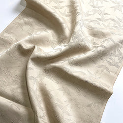 Solid Light Taupe Bamboo Leaves Jacquard Vintage Kimono Silk Piece 14" x 40"  #111