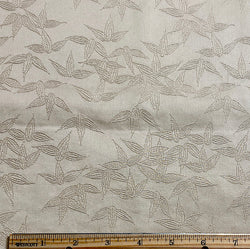 Solid Light Taupe Bamboo Leaves Jacquard Vintage Kimono Silk Piece 7" x 59"  #111