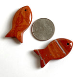 Restocked at Lower Price, Red Jasper Fish Pendant, 1.5",  #LP-32