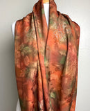 Coppers/Browns /Olive Ombre Matelasse Vintage Kimono Silk Piece 14" x 76" #7230