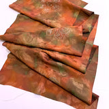 Coppers/Browns /Olive Ombre Matelasse Vintage Kimono Silk Piece 14" x 76" #7230