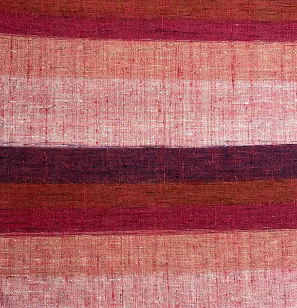3/4 yd. PIECE Rustic Reds Stripes, Vintage Kimono Silk, Japan Handweave, #851